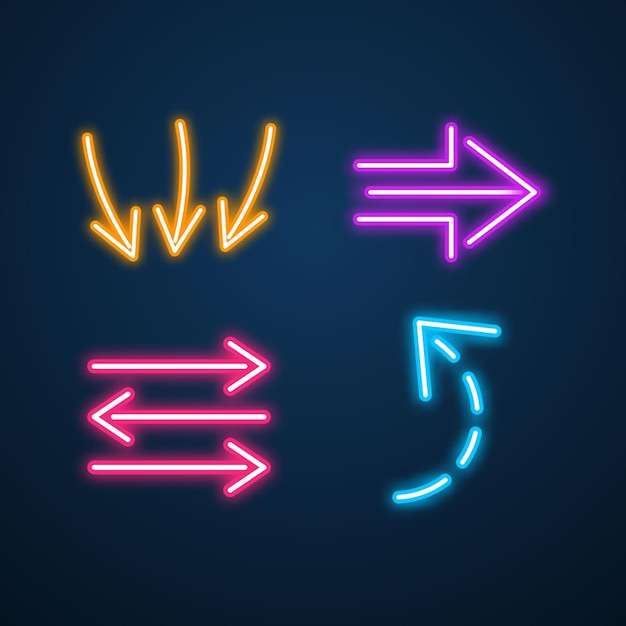 Arrow sign neon effect vector