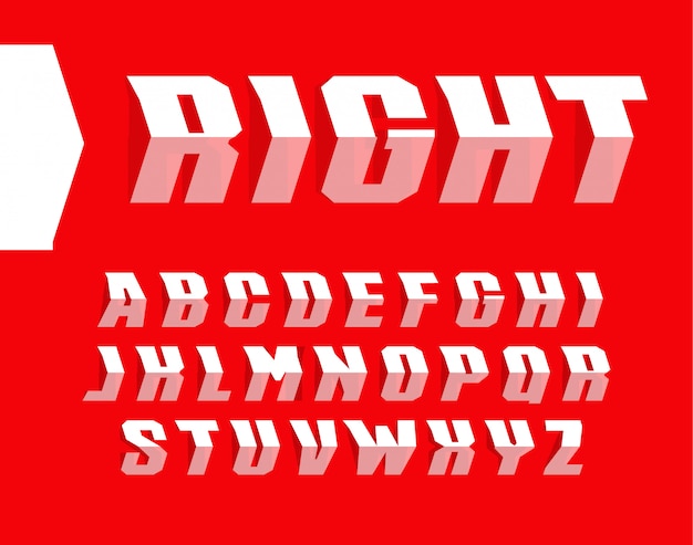 Vector arrow style letters set. pointing the way alphabet.