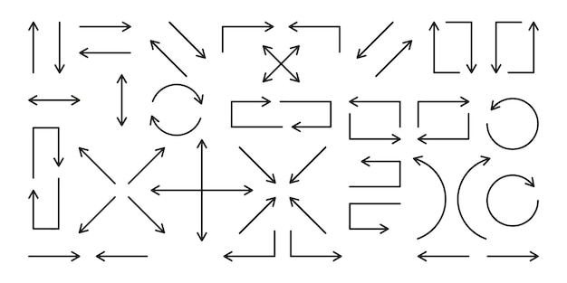 화살표 벡터 컬렉션 화살표 아이콘 집합 검은색 화살표 방향 화살표 화살표 플랫 스타일 흰색 배경에 고립