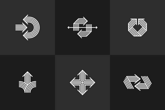 arrow vector original logos set isolated pictogram symbol of double arrows dynamic signs collection linear icons concept