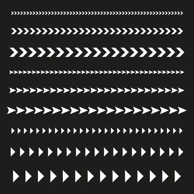 Vector 矢先の境界セット シェブロンパターンコレクション 幾何学的なベクトル線 白い矢印を黒に