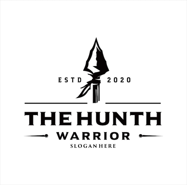 Vector arrowhead spear hunting hipster logo design vintage hipster retro