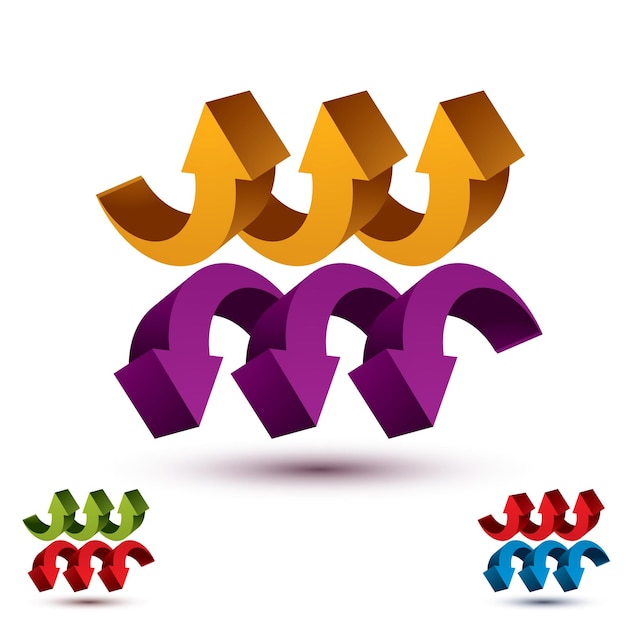 Vettore frecce simbolo astratto, modello di pittogramma concettuale vettoriale, set di icone vettoriali 3d.