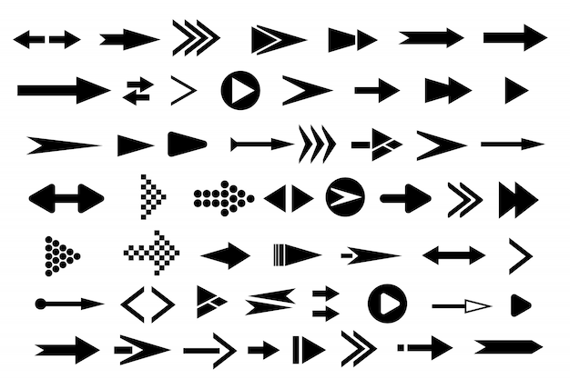 Arrows big black set icons.