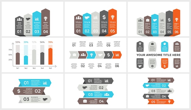 Vector arrows diagram chart graph vector infographic presentation template timeline