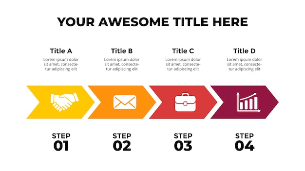 Arrows diagram timeline Vector Infographic Presentation template Chart 4 options steps