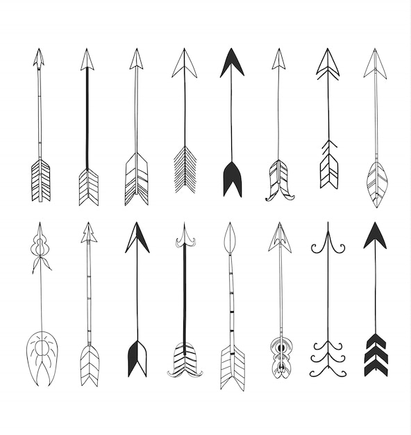 Arrows hand drawn cute line art  set illustration