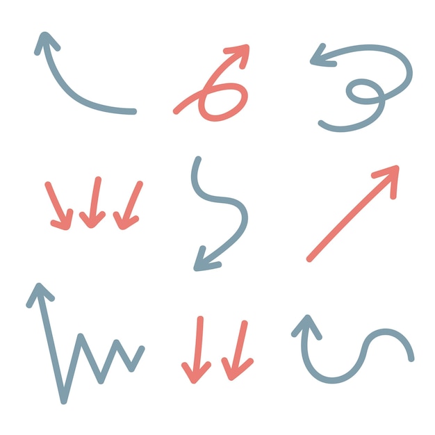 Вектор Стрелки рисованной каракули набор