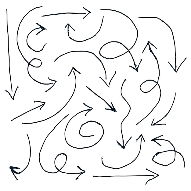 Стрелки, нарисованные вручную, устанавливают векторный шаблон значка Иллюстрация Дизайн EPS 10