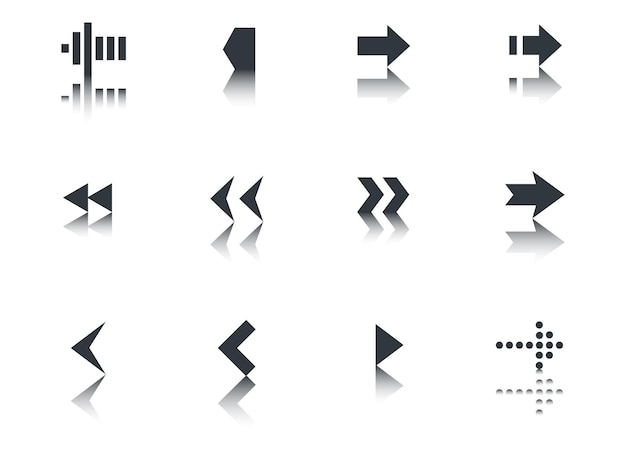 Arrows icon set with reflection