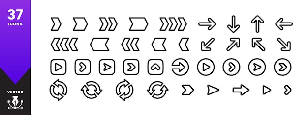 Set di icone a frecce icone a frecce semplici moderne grafica scalabile vettoriale