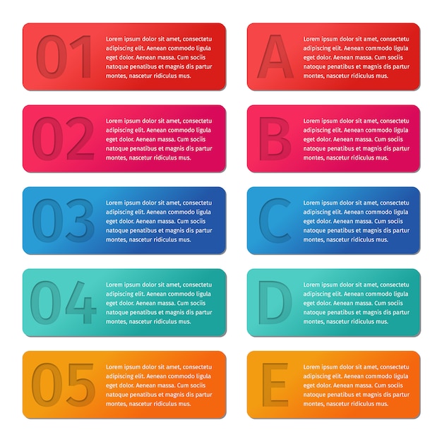 Vector arrows infographic templates 5 and a-e options,