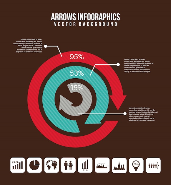 Vettore infographics delle frecce sopra l'illustrazione marrone di vettore del fondo