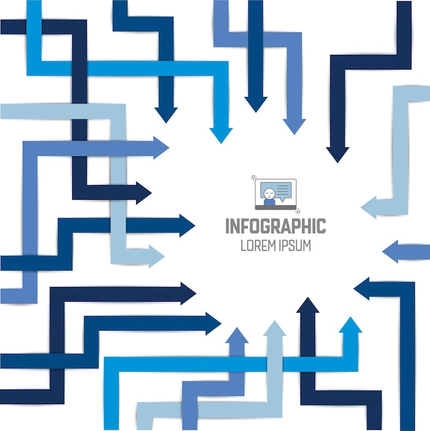 Arrows pointing to the centre Infographic element