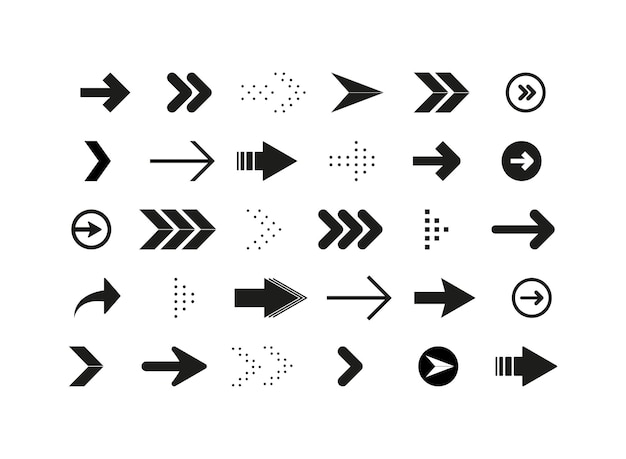 Le frecce impostano la raccolta di icone di frecce diverse frecce o web design