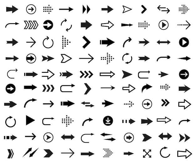 Arrows set of black icons Arrow icons set on white background Modern simple arrows Arrow icon Cu