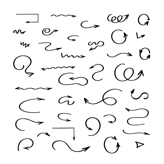 arrows set simple hand drawn vector illustration free form signs pointing different directions