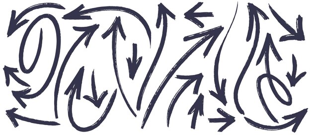 矢印 スケッチ 筆 質感 線 描き込み 矢印 アイコン ベクトル 手描き グランジ クレーヨン 乾燥 ブラシ