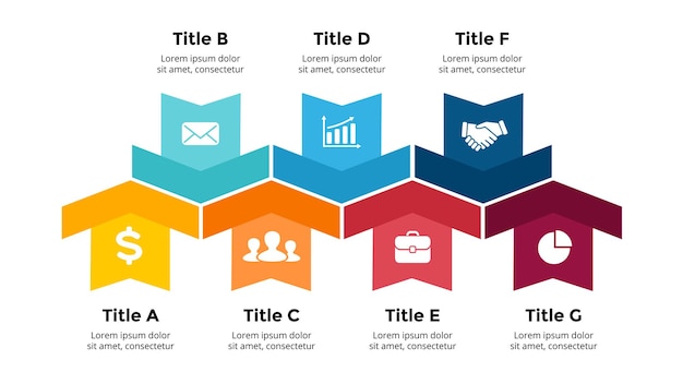 Timeline delle frecce modello di diapositiva di presentazione infografica startup e marketing