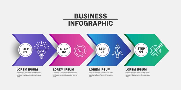 Arrows timeline infographic template with 4 options