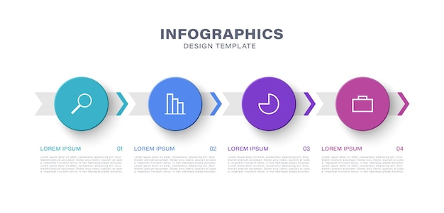 Arrows vector infographic design template with four steps or options