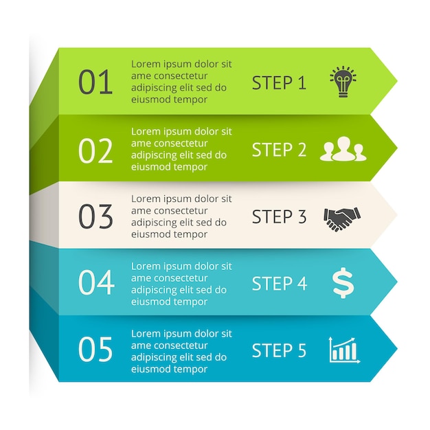 Frecce vettore infografica presentazione modello cerchio diagramma diagramma 5 passaggi parti