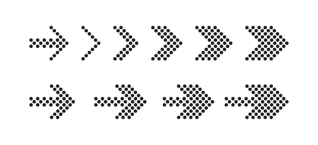 Web サイト ボタンの矢印セット アイコン次のページ スクロール リーフ スルー リンクをたどる右スワイプ左カーソル記号技術概念白い背景のベクトル線アイコン