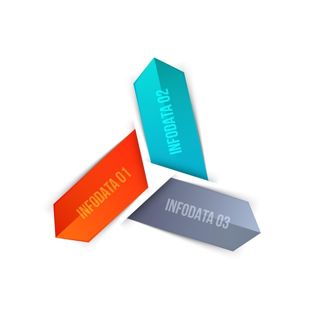 Arrows with 3 parts steps or options Vector origami infographic design template