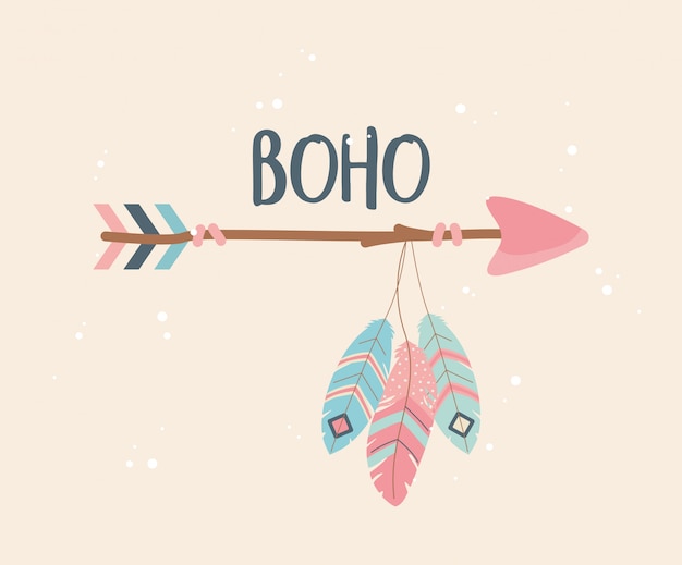 Arrows with feathers decoration boho style