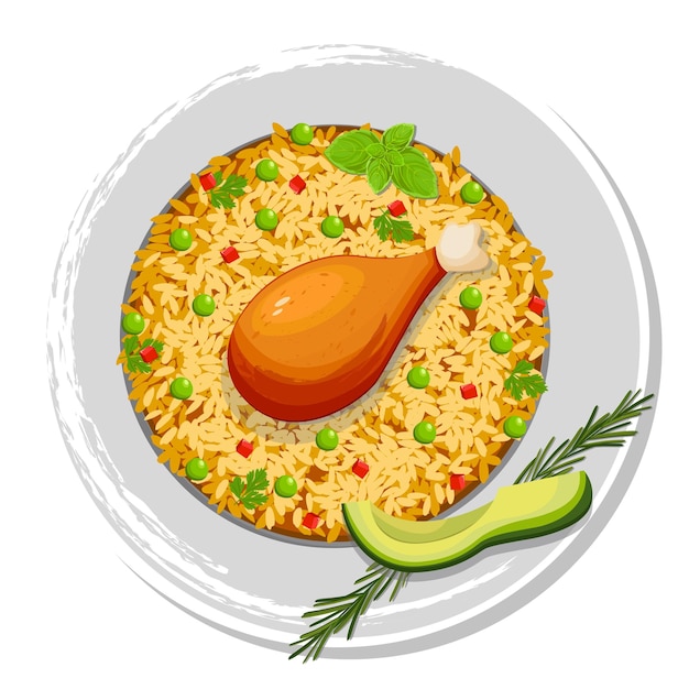 Vector arroz con pollo latin american cuisine