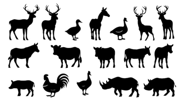 これらのベクトルセットで動物のシルエットイラストの芸術