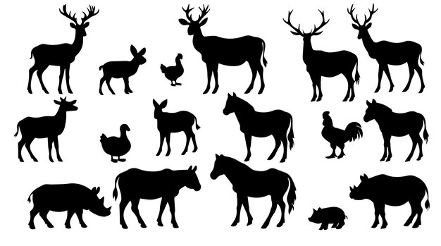 これらのベクトルセットで動物のシルエットイラストの芸術