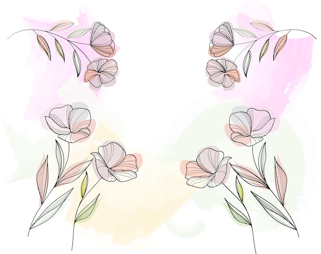 Vettore di sfondo floreale botanico artistico carta da parati di lusso con acquerello rosa e tono terra