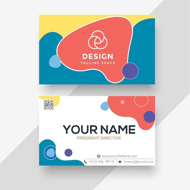 Vector art business card with orange and blue color template