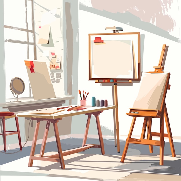 Vector art_class_studio_furniture_equipment_for_artists