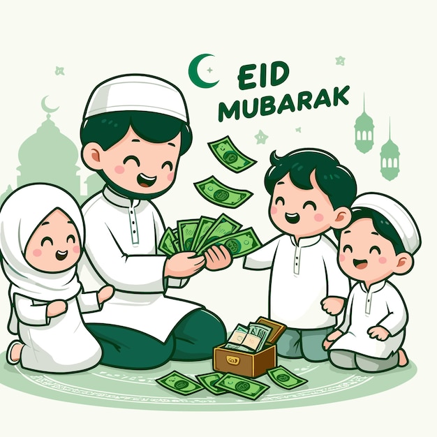 Vector art clip eid mubarak modern design eid ul fitr en eid ul adha vector illustratie