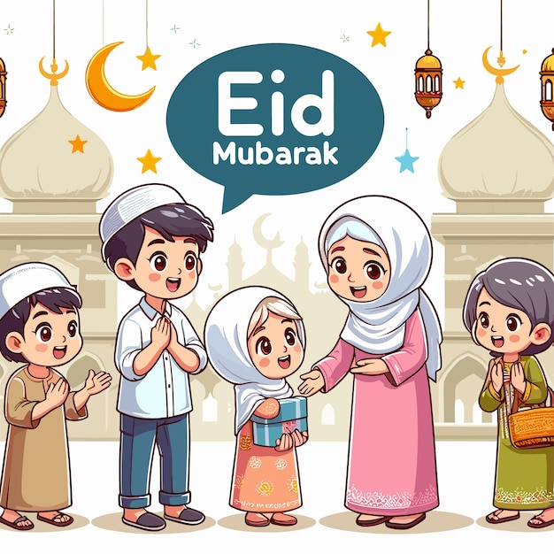 art clip Eid Mubarak modern design eid ul fitr en eid ul adha vector illustratie