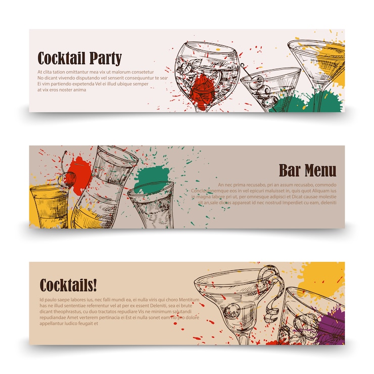 वेक्टर art cocktail party s with splashes - menu banners  templates
