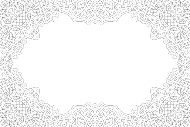 Art for coloring book page with abstract border