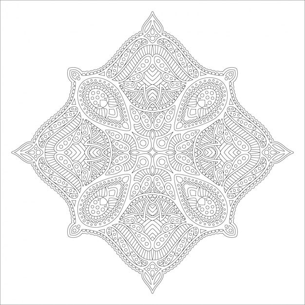 Art for coloring book with black linear pattern