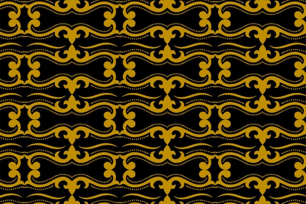 Art deco abstract geometrical  gold and black  batik seamless pattern. javanese ornament