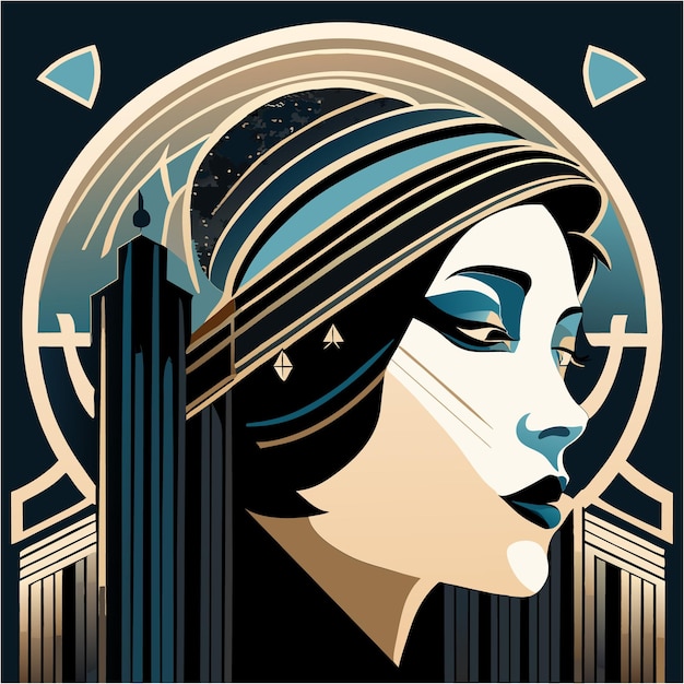 Art Deco Aesthetic Woman's Head with Angular Flair