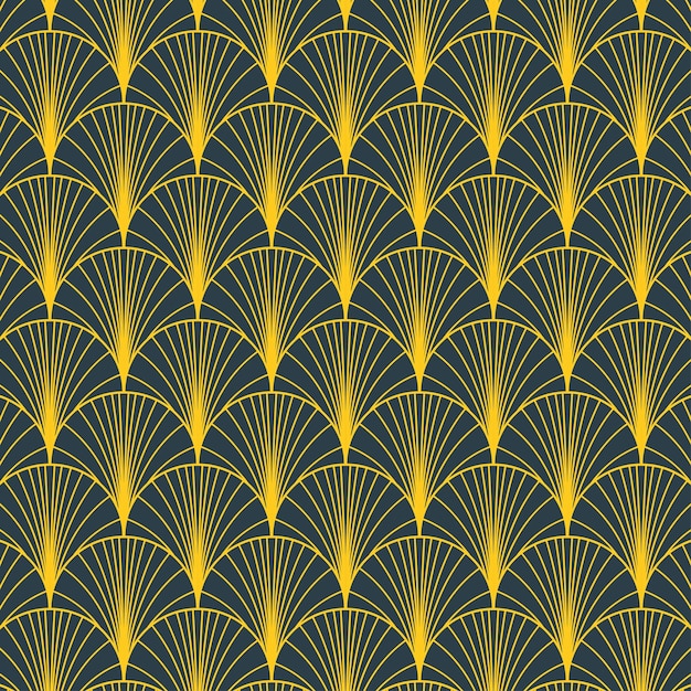 Art deco fan pattern Yellow and Green