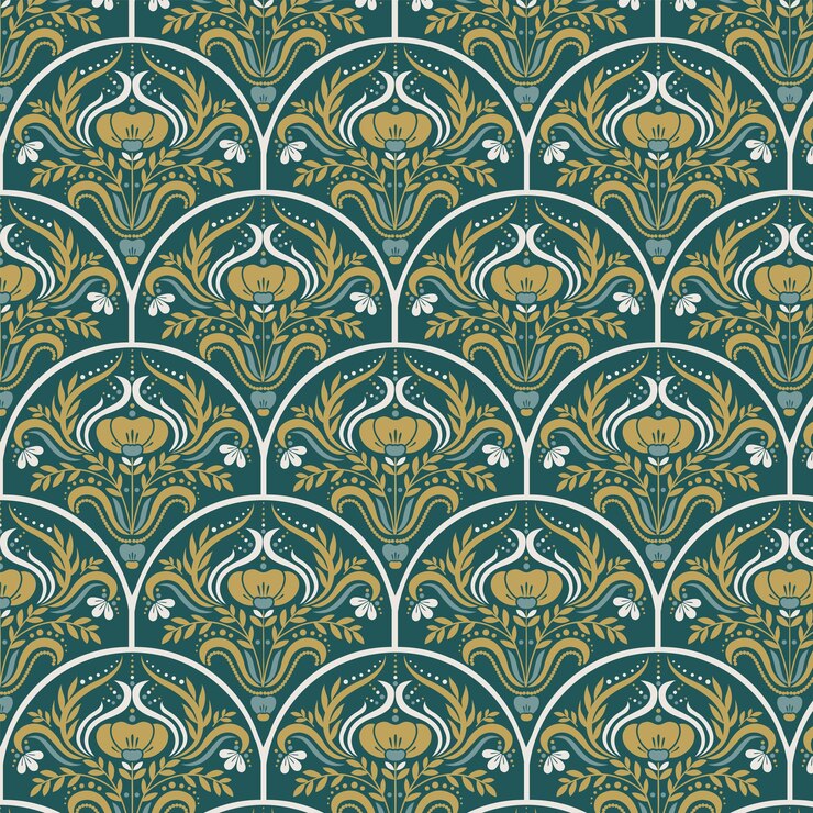 Vector art deco flower pattern background