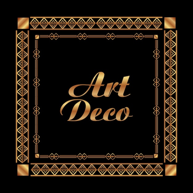 art deco frame elegant decorative square style