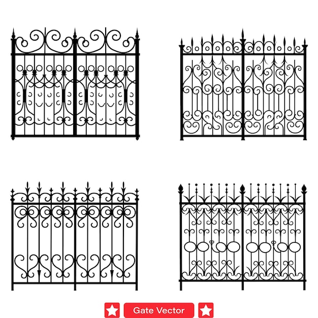 Vettore art deco gate vector set disegni ispirati al retro per vibrazioni vintage