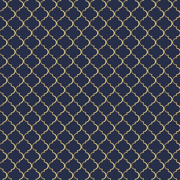 Art Deco gouden lijnpatroon op blauw