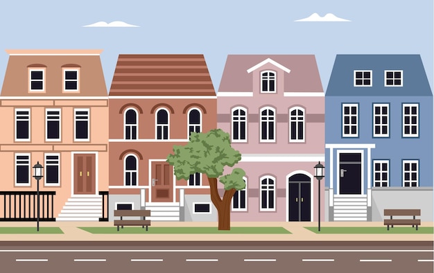 Art deco house illustration
