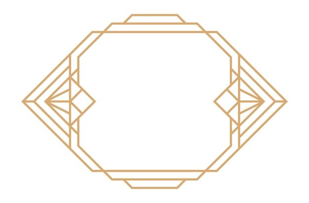 Vector art deco line frame. golden vintage geometric border