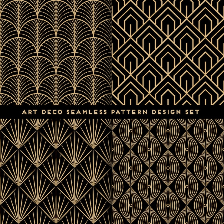 Vector art deco naadloze patroon ontwerpset